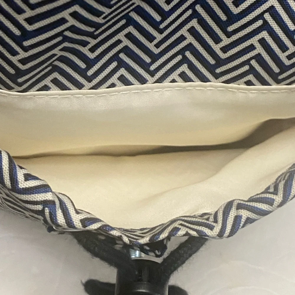 Kipling City Navy and White Chevron Patterned Backpack Water Resistant
